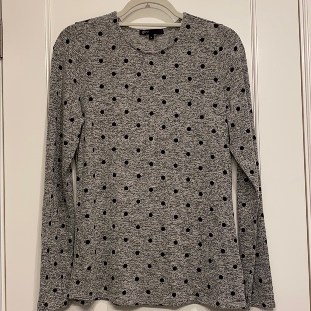 Black & Gray Polka Dot Long Sleeve Tee